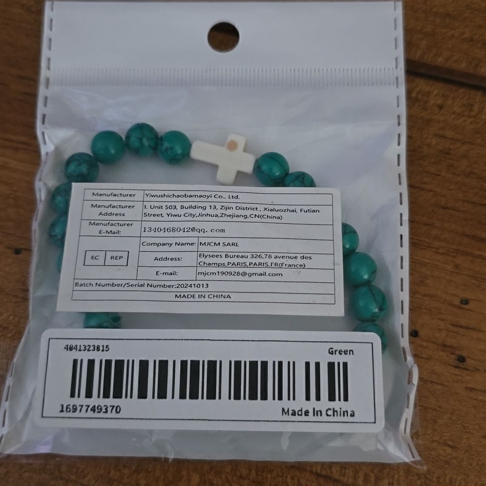 Cross green stone bracelet - Picture 2 of 8